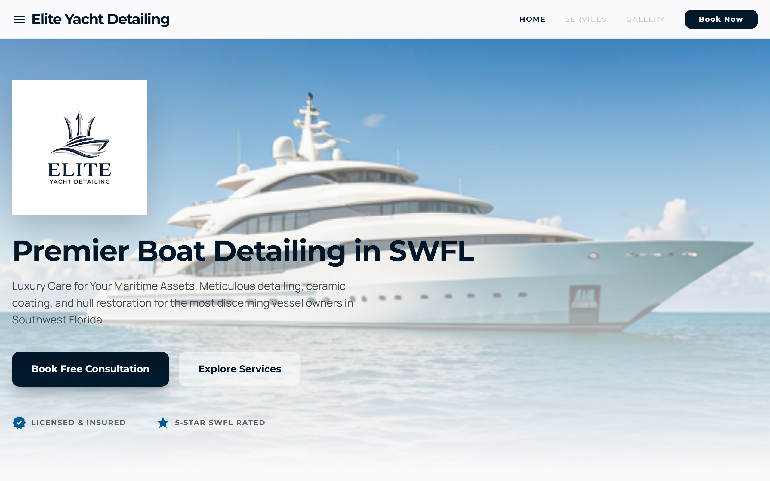 Elite Yacht Detailing live homepage